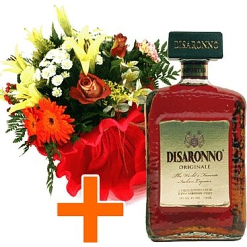 OFFER Bottle of Amaretto + Flowers (Standard)